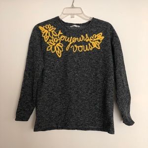 ZARA long sleeve top / sweater / grey and yellow
